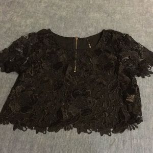 Black lace crop top